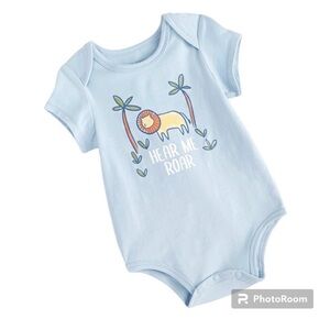 Baby Boy Bodysuit 0-3M Blue Lion “Hear Me Roar” Short Sleeve One-Piece